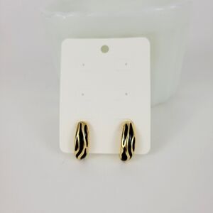 Elegant Gold and Black Hoop Earrings NWOT